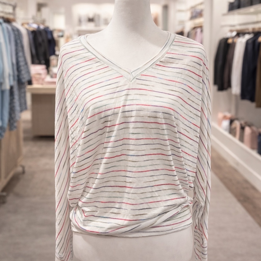 White Birch Striped Dolman Sleeve Soft Boutique Top